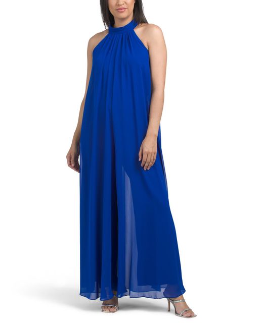 Tj Maxx Blue Chiffon Overlay Jumpsuit For Polyester
