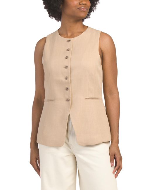 Tj Maxx Natural Linen Blend Vest For Polyester/Linen/Rayon