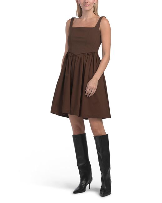 Tj Maxx Natural Ponte Top V-Waist Mini Dress For Nylon/Spandex/Cotton