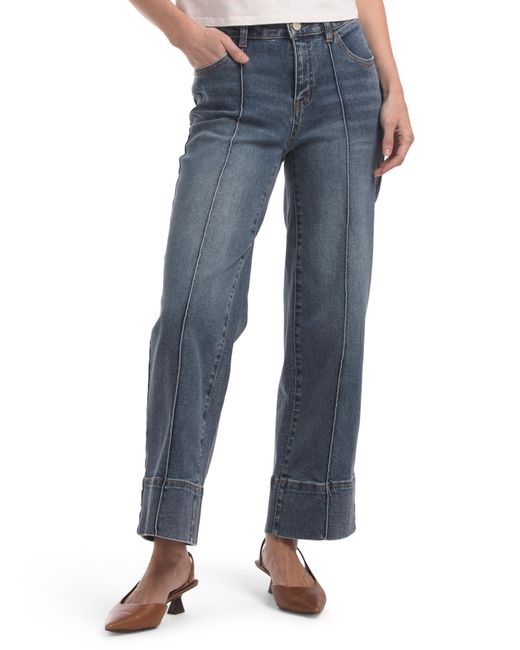 Tj Maxx Blue High Rise Baby Wide Leg Cropped Jeans For Spandex/Cotton/Polyester