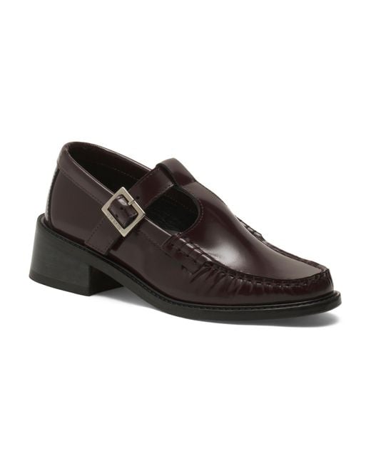 Tj Maxx Black Leather Mary Jane Heeled Flats For