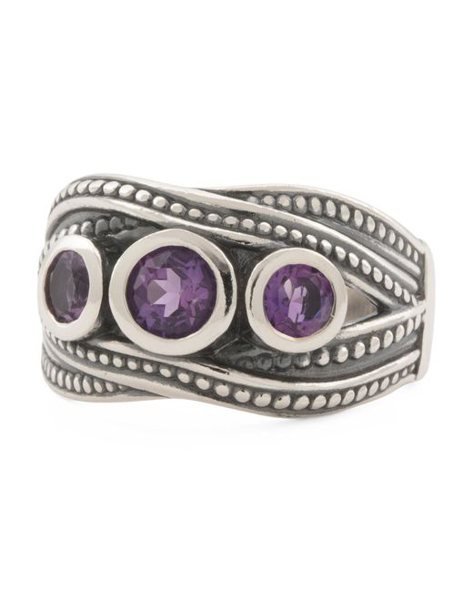 Tj Maxx Gray Sterling Amethyst Crossover Bead Ring