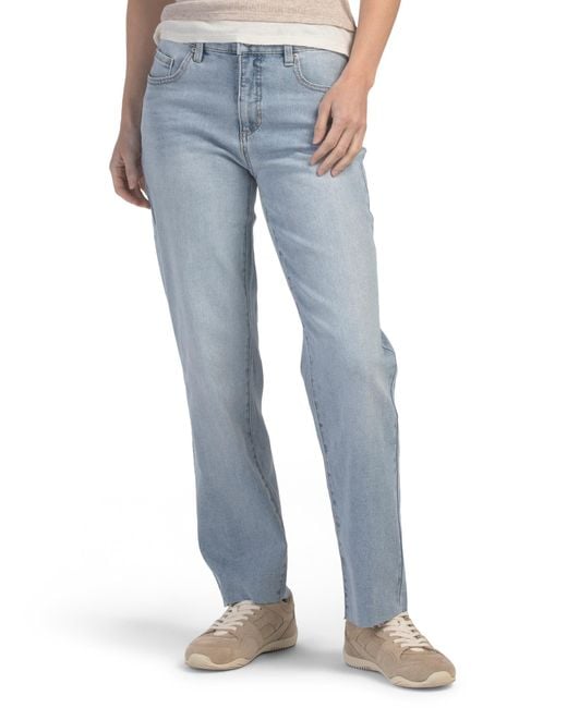 Tj Maxx Blue Hailey Mid Rise Raw Edge Not Fray Hem Straight Ankle Jeans For Spandex/Cotton/Polyester