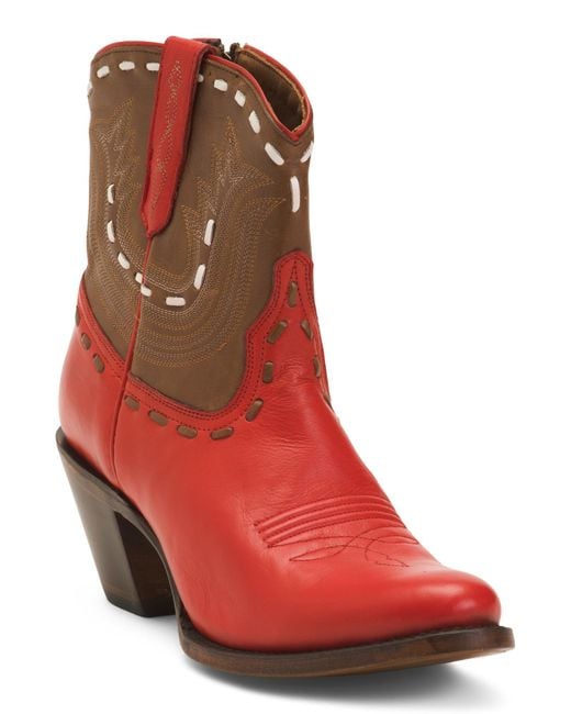 Tj Maxx Red Leather Side Zip Western Booties For