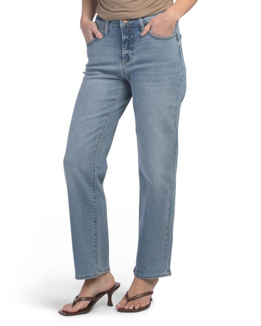 Tj Maxx Blue Hailey Mid Rise Straight Ankle Jeans With Finished Hem For Spandex/Cotton/Polyester