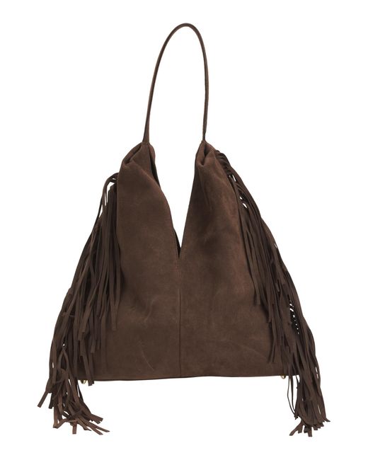 Tj Maxx Brown Suede Deep V Shoulder Bag For