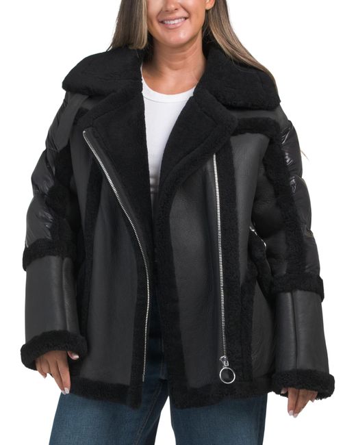 Tj Maxx Black Montaigne Shearling Lined Puffer Jacket For Nylon/Polyester