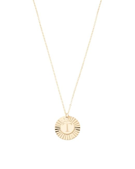 Tj Maxx White 14K Initial Sunburst Disc Necklace For