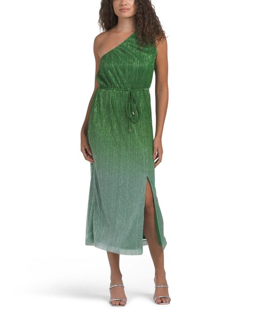 Tj Maxx Green One Shoulder Ombre Dress For Polyester