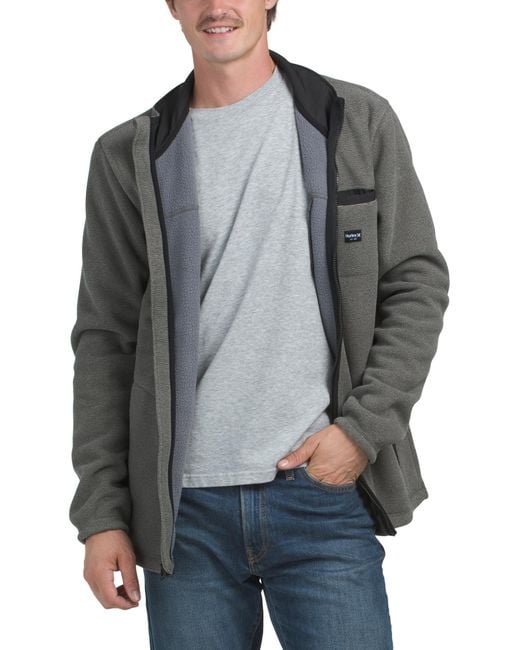 Tj Maxx Gray Mixed Media Full Zip Jacket For Polyester for men