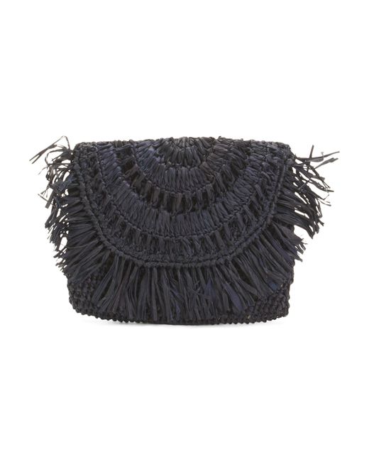 Tj Maxx Black Mia Handwoven Straw And Raffia Pouch