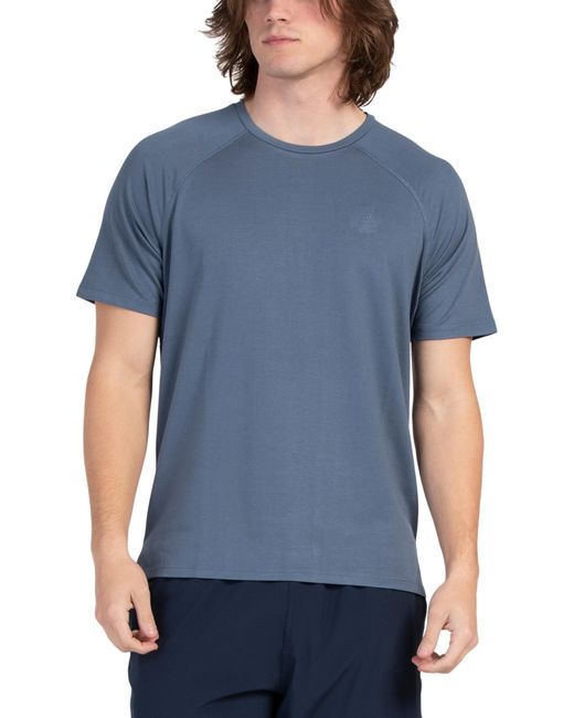 Tj Maxx Blue Twill Knit Raglan Crew Neck T-Shirt With Raised Logo For Spandex/Polyester/Rayon for men