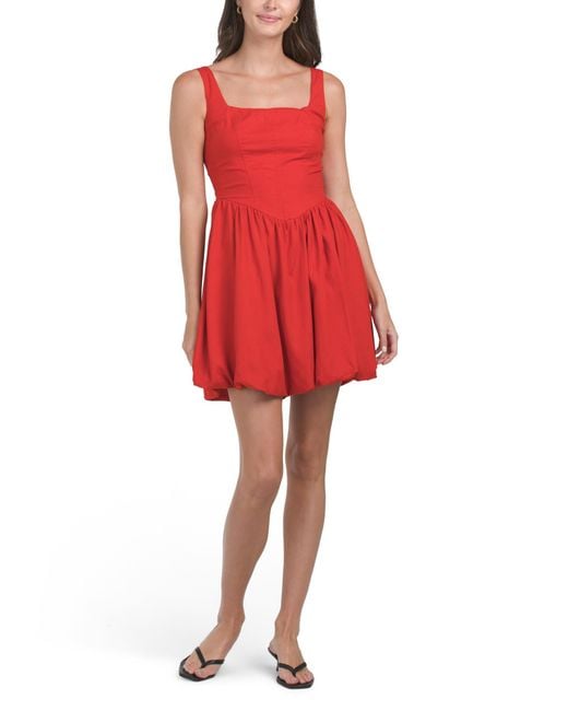 Tj Maxx Red Bias Cute Mini Dress For Linen/Rayon
