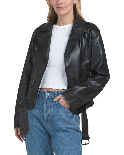 Tj Maxx Black Classic Moto Faux Leather Jacket For Polyester/Leather