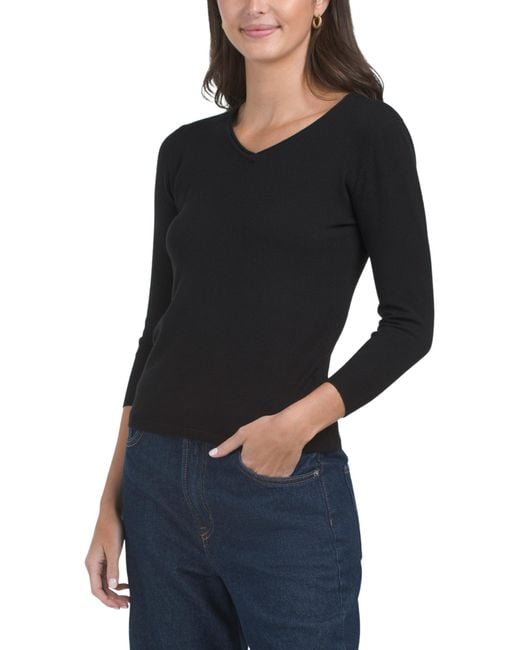 Tj Maxx Black V-Neck Pullover Sweater, Nylon/Polyester/Rayon