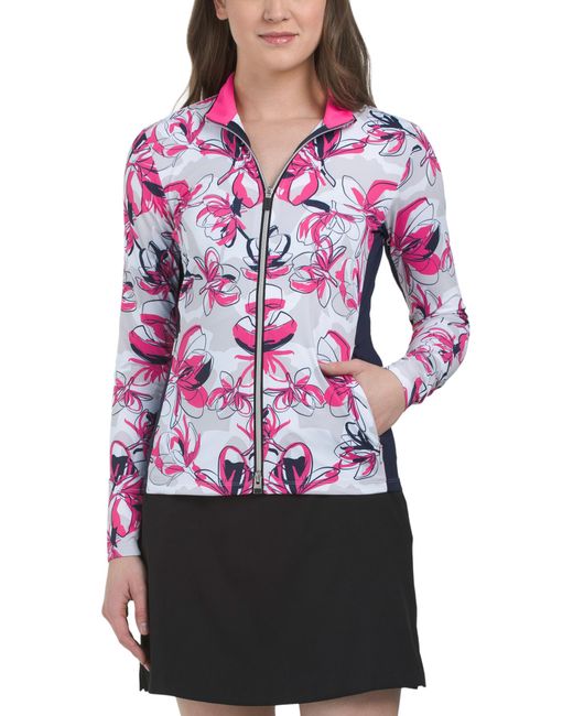 Tj Maxx Multicolor Upf 50 Sunshine Printed Jacket For Polyester