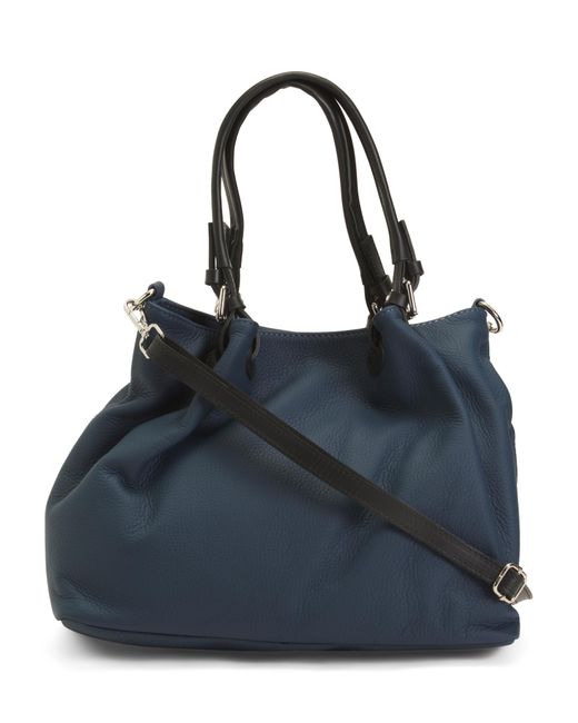 Tj Maxx Blue Leather Large Tote For