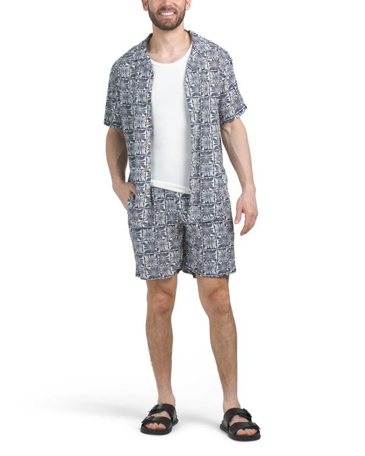 Tj Maxx Blue 2Pc Rayon Challis Short Sleeve Top And Shorts Set For for men