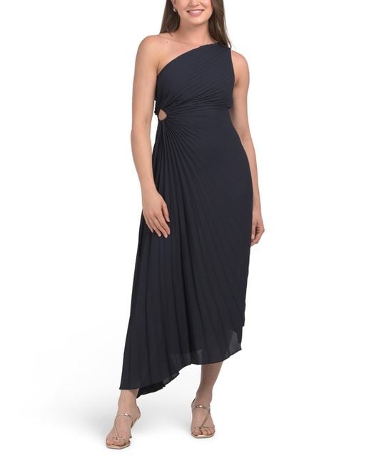 Tj Maxx Blue One Shoulder Crepe Chiffon Midi Dress For Polyester
