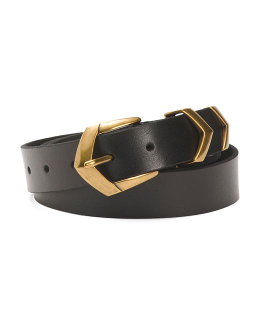 Tj Maxx Black Leather Boho Triangular Buckle Belt For