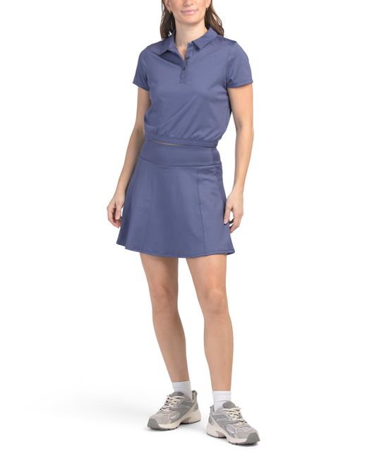 Tj Maxx Blue Crop Short Sleeve Polo And Skort Set, Spandex/Polyester