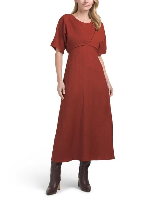 Tj Maxx Red Kimono Flutter Sleeve Dress For Spandex/Polyester