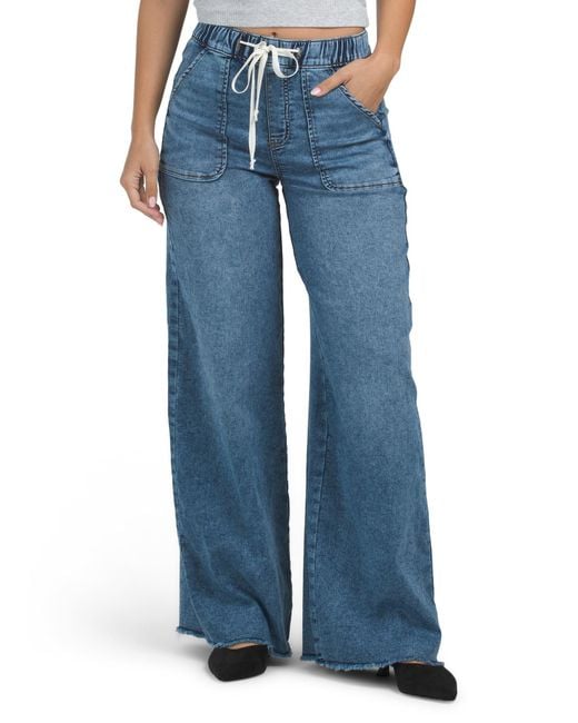 Tj Maxx Blue Relaxed Knit Denim Wide Leg Pants For Spandex/Cotton/Polyester