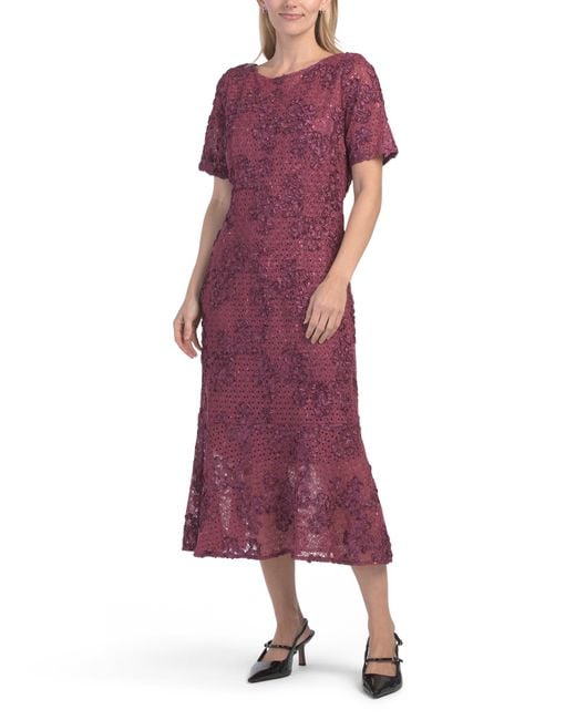 Tj Maxx Purple Short Sleeve Soutache Mini Cocktaildress For Nylon/Polyester