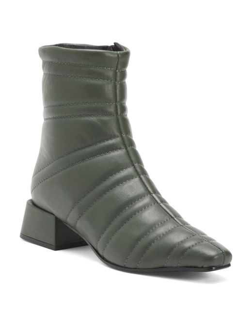 Tj Maxx Green Leather Quilted Booties For