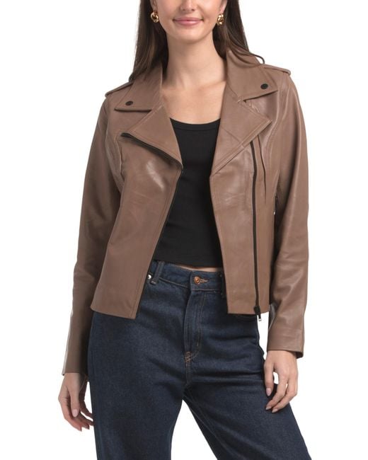 Tj Maxx Blue Leather Abbey Jacket For Polyester/Leather