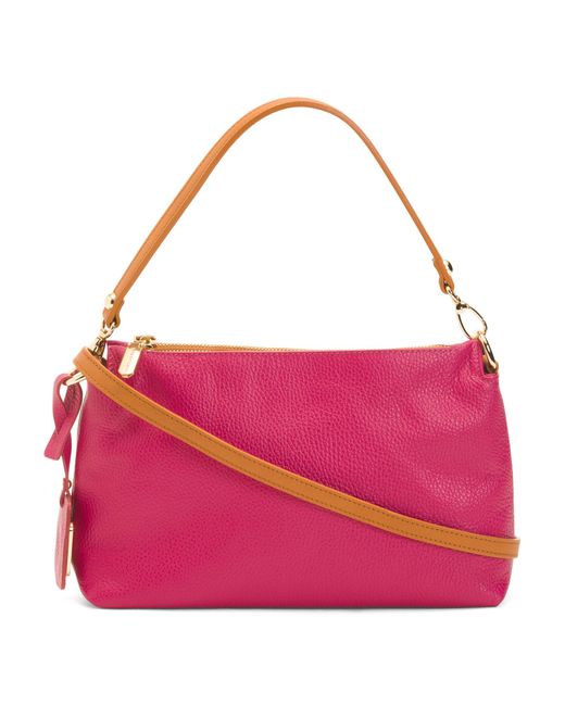 Tj Maxx Pink Leather Triple Entry Satchel, Leather
