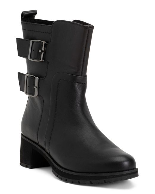 Tj Maxx Black Leather Moto Comfort Boots For