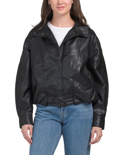 Tj Maxx Black Belted Jacket, Cotton/Polyester/Leather