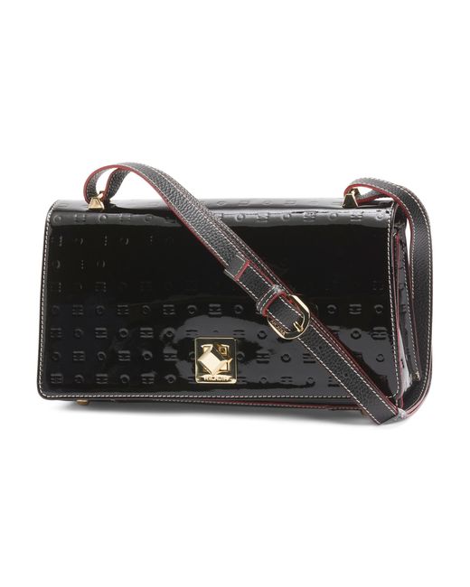 Tj Maxx Black Patent Leather East West Square Flap Crossbody For Leather