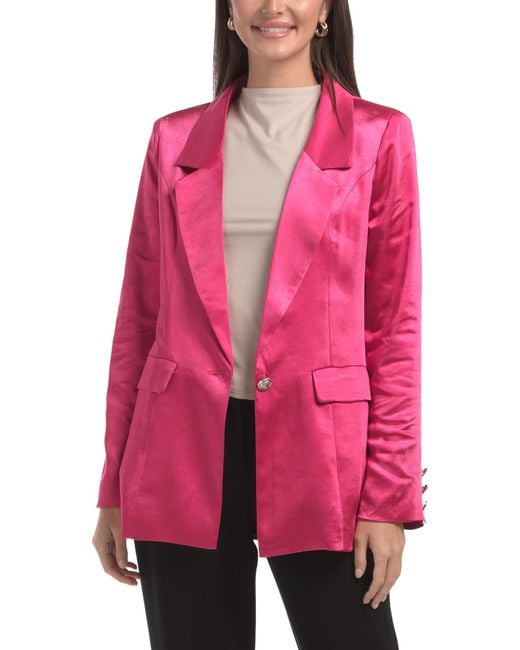 Tj Maxx Pink Satin Blazer For Spandex/Polyester