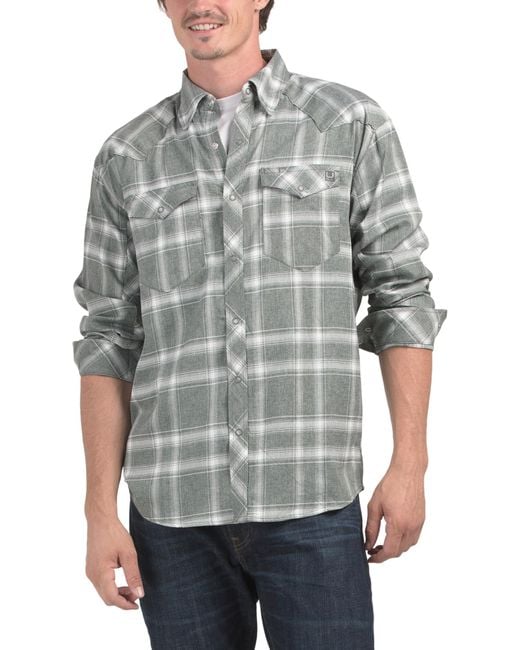Tj Maxx Gray Diamond Back Current Plaid Long Sleeve Top For Polyester for men