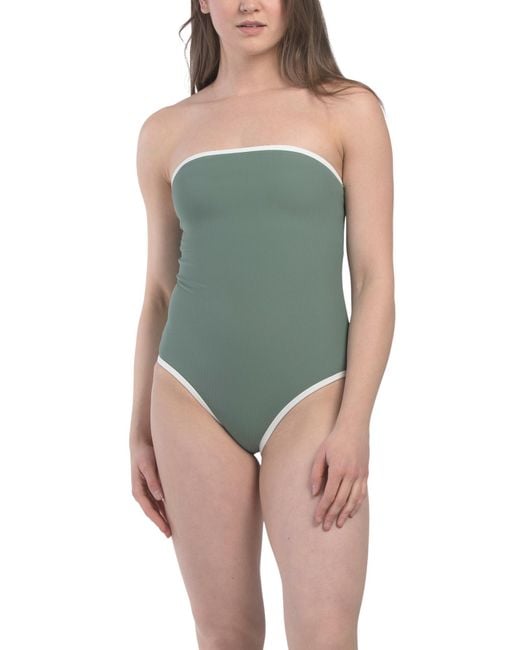 Tj Maxx Blue Strapless One-Piece Swimsuit For Nylon/Spandex