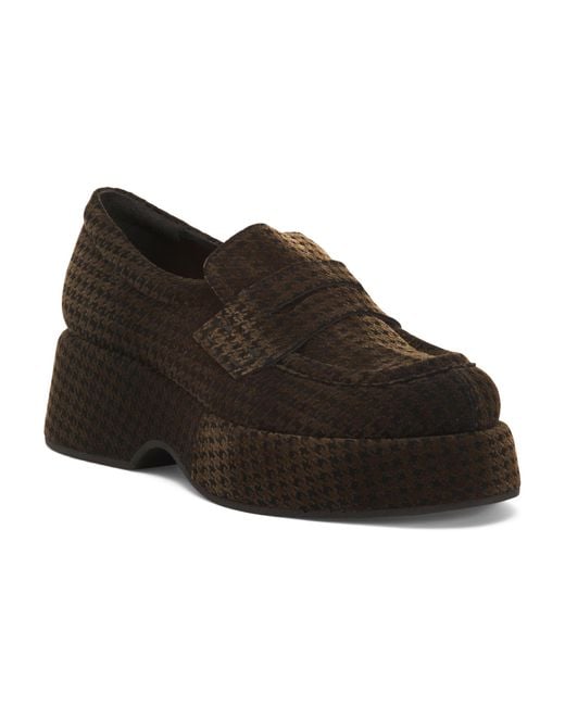 Tj Maxx Brown Suede Platform Certier Penny Loafers For Leather/Suede