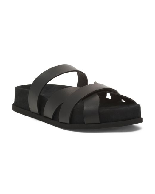 Tj Maxx Black Leather Ibor Flat Sandals For