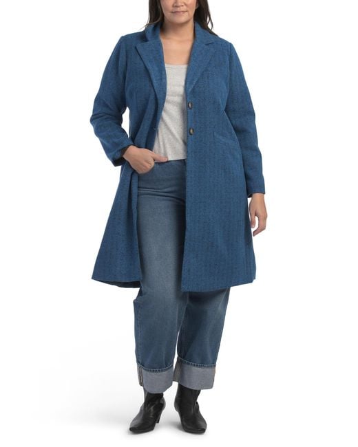Tj Maxx Blue Plus Maris Coat, Polyester/Viscose