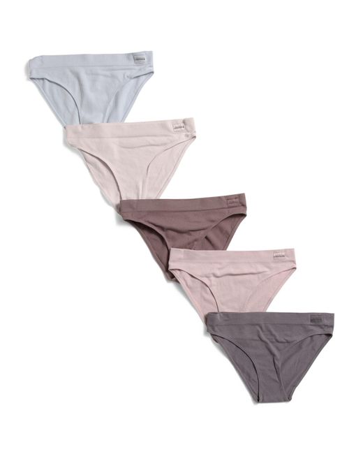 Tj Maxx White 5Pk Recycled Seamless Rib Bikinis For Nylon/Spandex