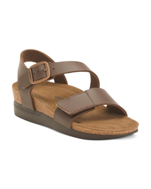 Tj Maxx Brown Leather Serena Comfort Wedge Sandals With Antimicrobial Lining For