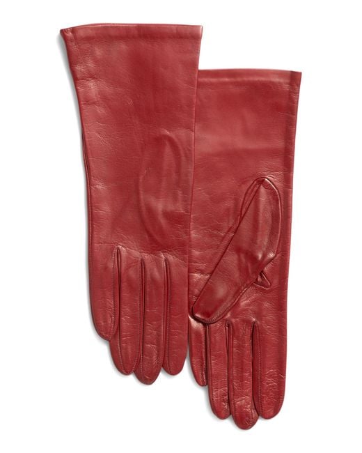 Tj Maxx Red Leather Basic Gloves With Silk Lining For