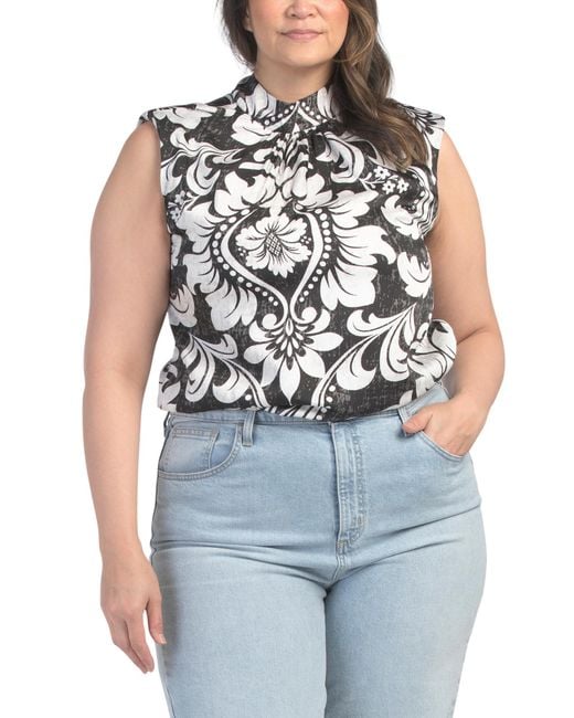 Tj Maxx Blue Plus Floral Top For Polyester