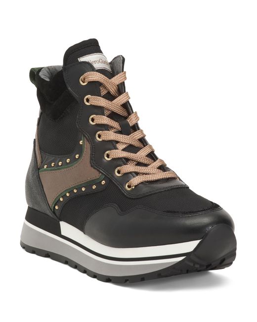 Tj Maxx Black Leather Hi Top Sneakers For Leather/Suede