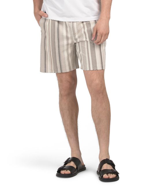 Tj Maxx Natural Pull On Drawstring Jacquard Shorts With Pockets For Spandex/Cotton/Polyester for men