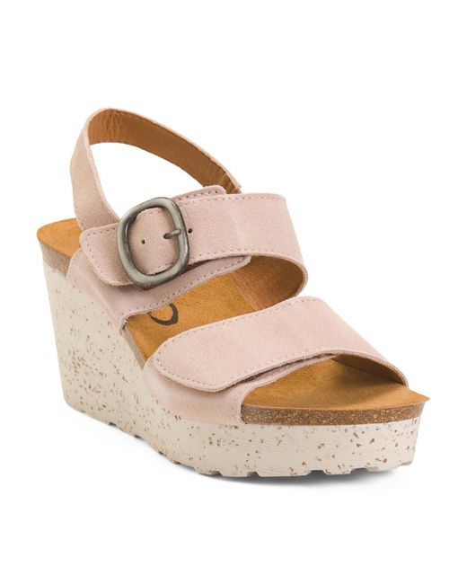 Tj Maxx Metallic Suede Peasant Wedge Sandals For