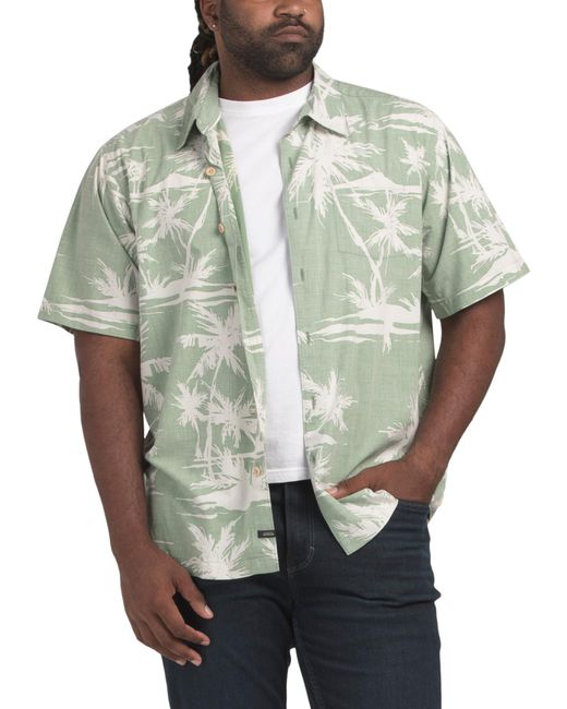 Tj Maxx Gray Palmz Button Front Shirt For Cotton/Viscose for men