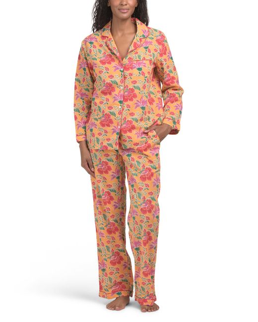 Tj Maxx Orange Clarence Pajama Set For Cotton