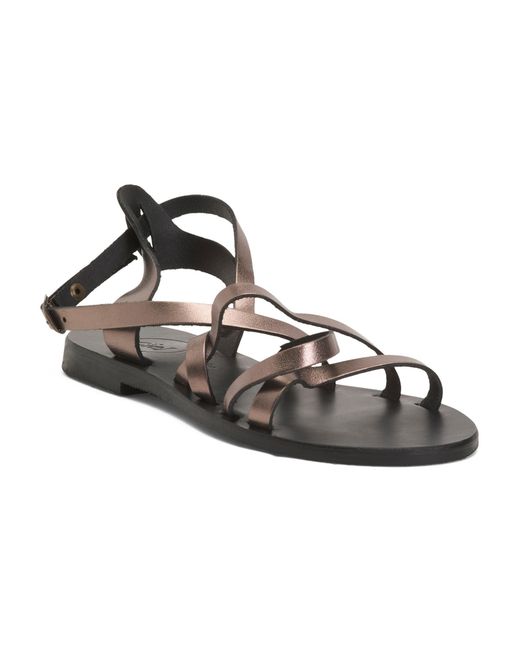Tj Maxx Metallic Leather Virginia Strappy Sandals For
